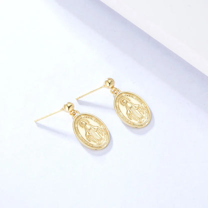 1 Pair Ig Style Casual Human Oval Plating Sterling Silver 14k Gold Plated Drop Earrings