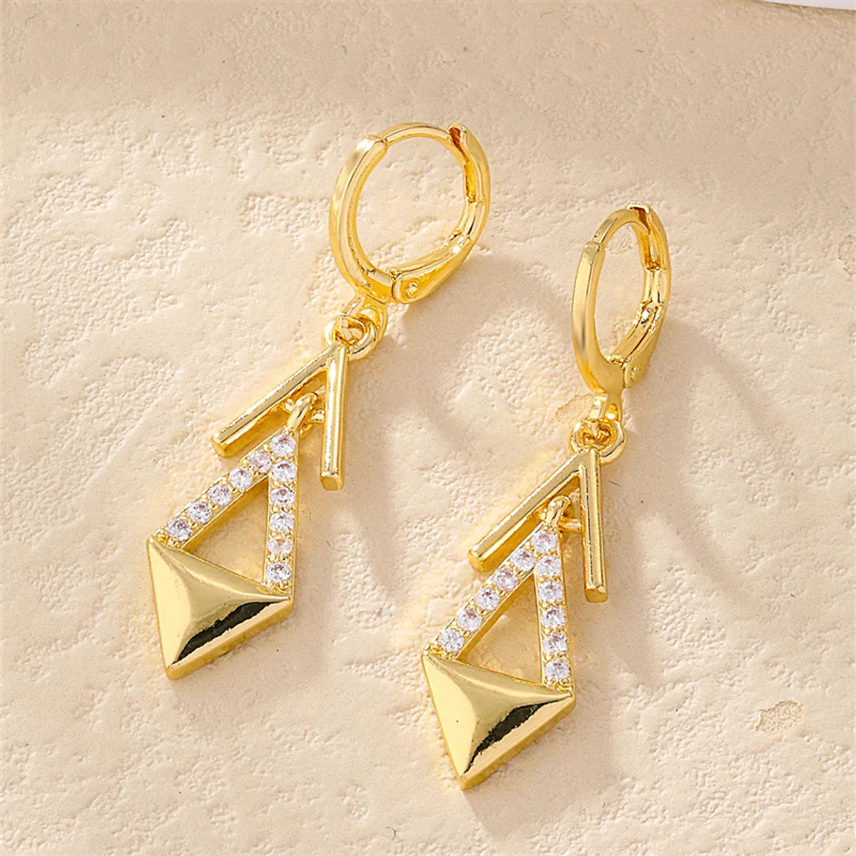 1 Pair Ig Style Casual Korean Style Cross Bear Heart Shape Plating Inlay Copper Zircon Drop Earrings