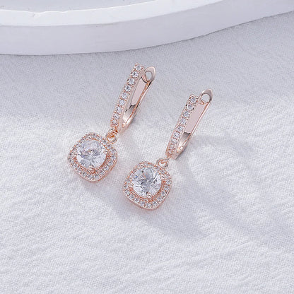 1 Pair Ig Style Casual Korean Style Cross Bear Heart Shape Plating Inlay Copper Zircon Drop Earrings