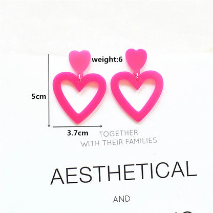 1 Pair Ig Style Casual Letter Heart Shape Butterfly Arylic Metal Drop Earrings