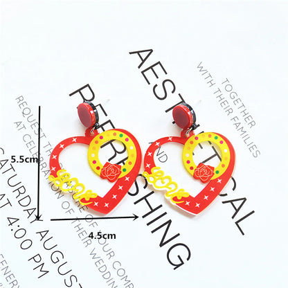 1 Pair Ig Style Casual Letter Heart Shape Butterfly Arylic Metal Drop Earrings