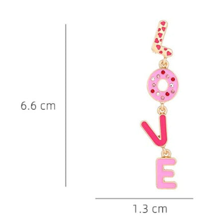 1 Pair IG Style Casual Love Enamel Inlay Zinc Alloy Rhinestones Drop Earrings