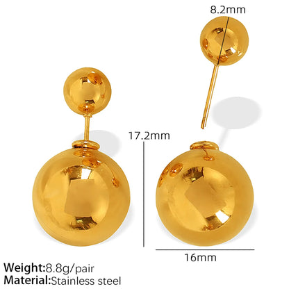 1 Pair IG Style Casual Retro C Shape Round Polishing Plating 304 Stainless Steel 18K Gold Plated Ear Studs