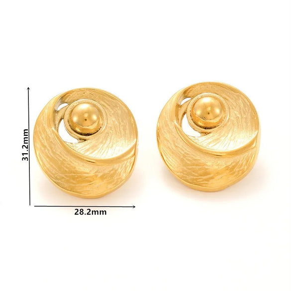 1 Pair IG Style Casual Retro Geometric Heart Shape Flower Titanium Steel 18K Gold Plated Ear Studs