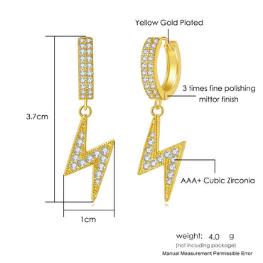 1 Pair IG Style Casual Rock Lightning Inlay Copper Zircon Gold Plated Drop Earrings