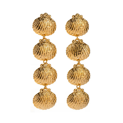 1 Pair Ig Style Casual Shell Plating Stainless Steel 18k Gold Plated Drop Earrings