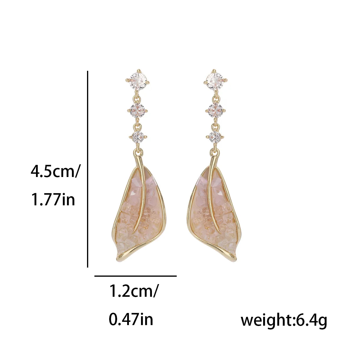 1 Pair IG Style Casual Shiny Leaves Inlay Copper Crystal Zircon 14K Gold Plated Drop Earrings