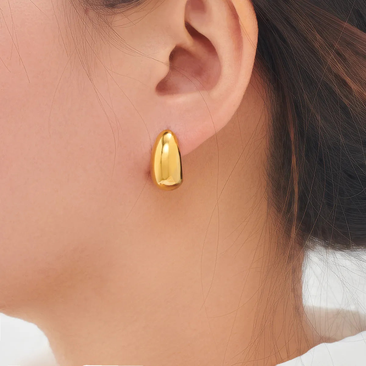 1 Pair IG Style Casual Simple Style C Shape 304 Stainless Steel 18K Gold Plated Ear Studs