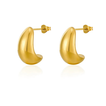 1 Pair IG Style Casual Simple Style C Shape 304 Stainless Steel 18K Gold Plated Ear Studs