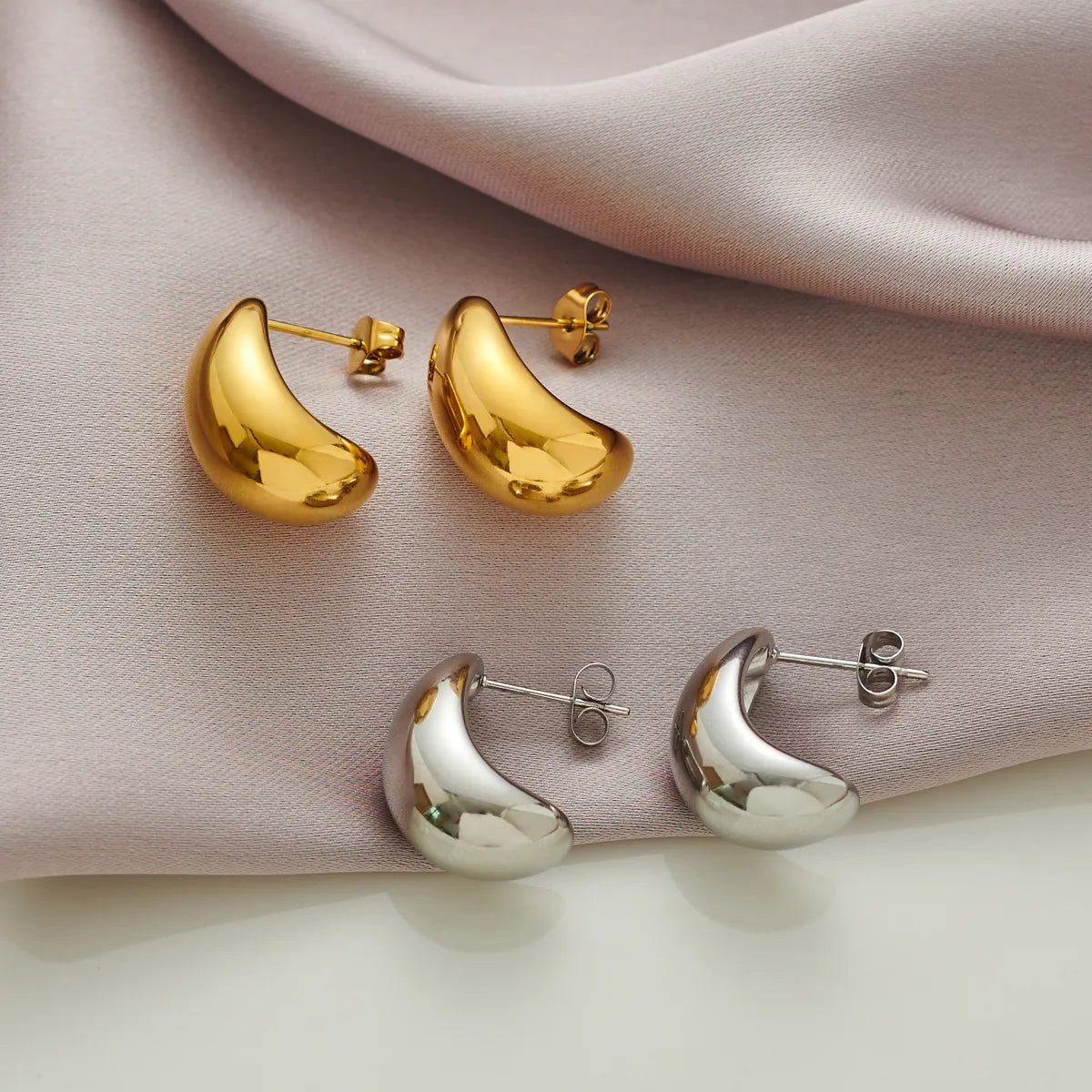 1 Pair IG Style Casual Simple Style C Shape 304 Stainless Steel 18K Gold Plated Ear Studs