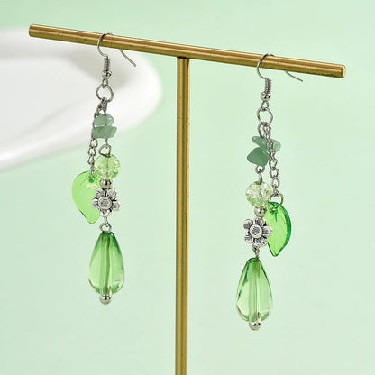 1 Pair IG Style Casual Simple Style Leaves Flower Alloy Drop Earrings