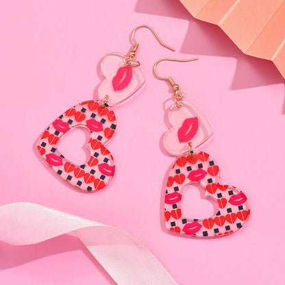 1 Pair IG Style Casual Simple Style Lips Heart Shape Polishing Arylic Drop Earrings