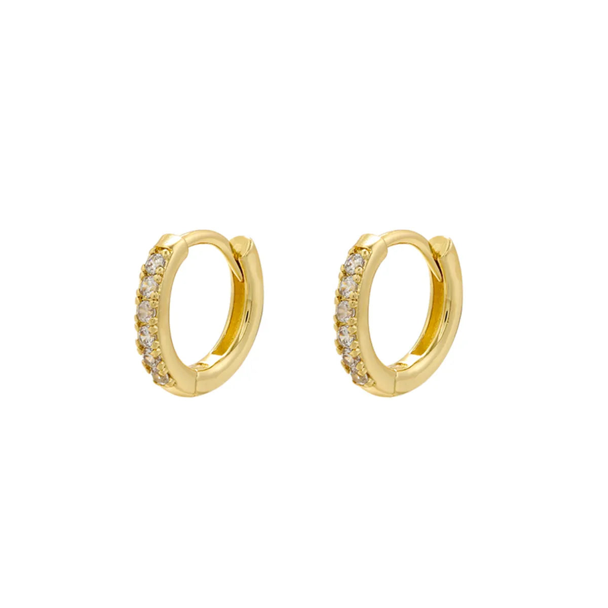 1 Pair Ig Style Casual Simple Style Round Plating Inlay Copper Zircon 18k Gold Plated Hoop Earrings