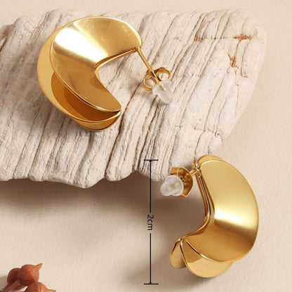 1 Pair IG Style Casual Simple Style Solid Color 304 Stainless Steel 18K Gold Plated Ear Studs