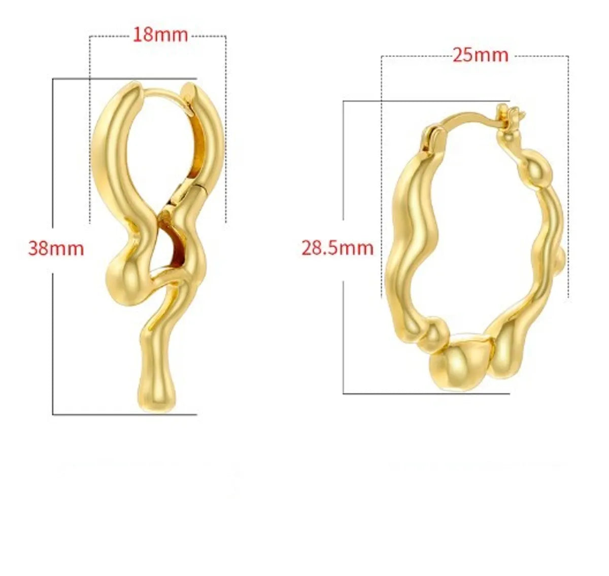 1 Pair Ig Style Casual Simple Style Water Droplets Plating Copper 18k Gold Plated Ear Studs