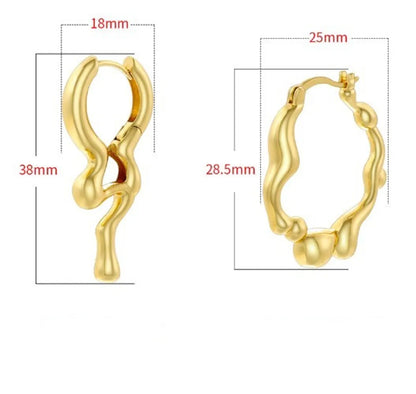 1 Pair Ig Style Casual Simple Style Water Droplets Plating Copper 18k Gold Plated Ear Studs