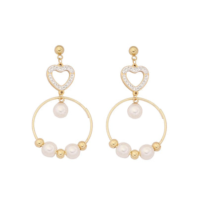 1 Pair IG Style Casual Star Water Droplets Heart Shape Beaded Plating Stainless Steel Pearl Zircon 18K Gold Plated Drop Earrings