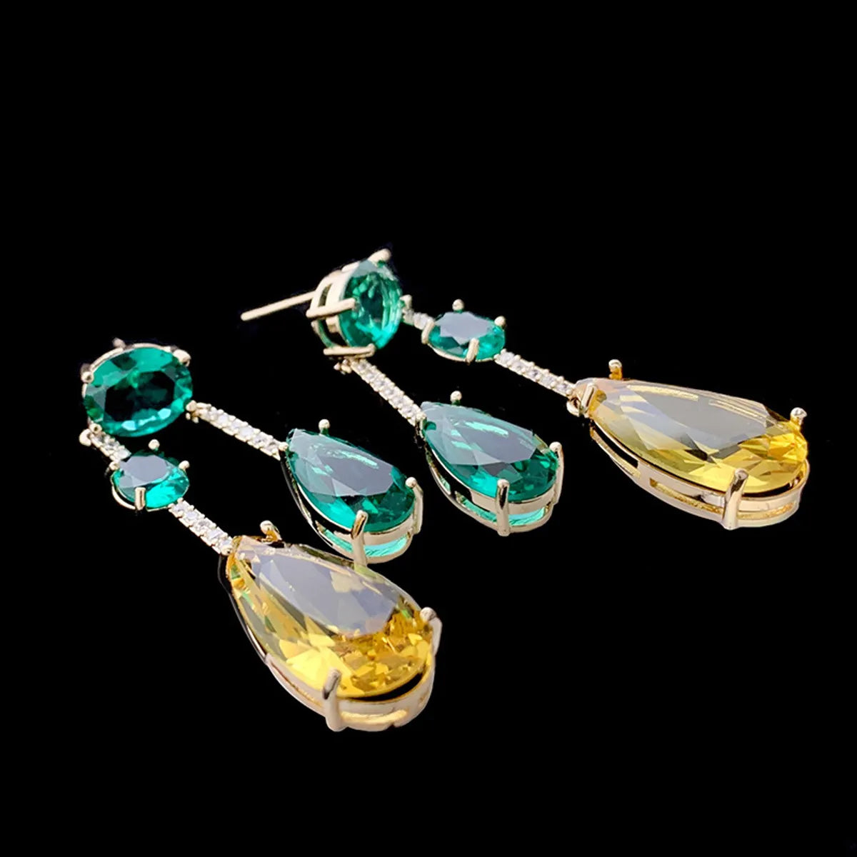 1 Pair Ig Style Casual Water Droplets Inlay Copper Zircon Drop Earrings