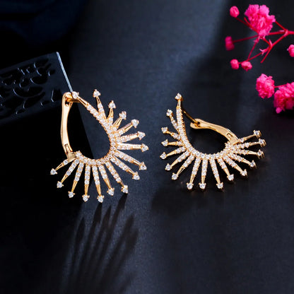 1 Pair IG Style Circle Inlay Copper Zircon Earrings