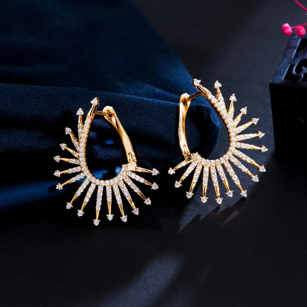 1 Pair IG Style Circle Inlay Copper Zircon Earrings