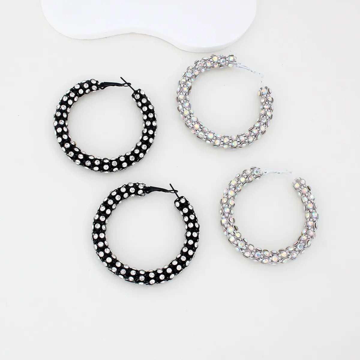 1 Pair Ig Style Circle Plating Inlay Iron Rhinestones Earrings