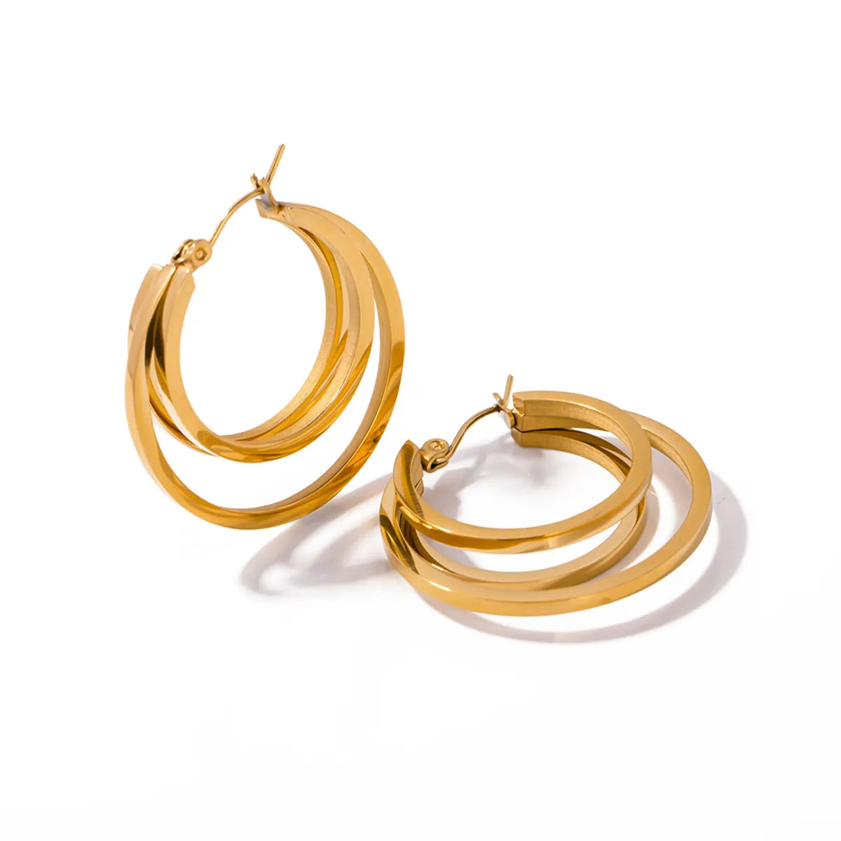 1 Pair Ig Style Circle Plating Stainless Steel 18k Gold Plated Earrings