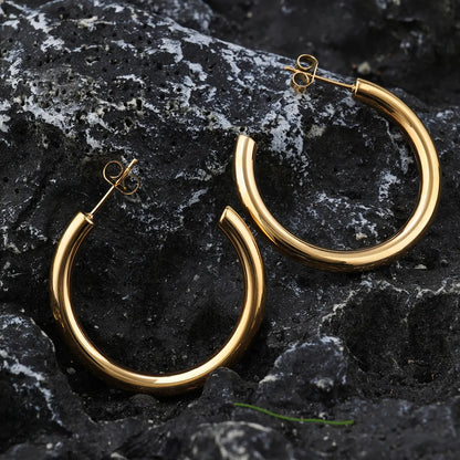 1 Pair Ig Style Classic Style C Shape Plating Stainless Steel 24k Gold Plated Ear Studs