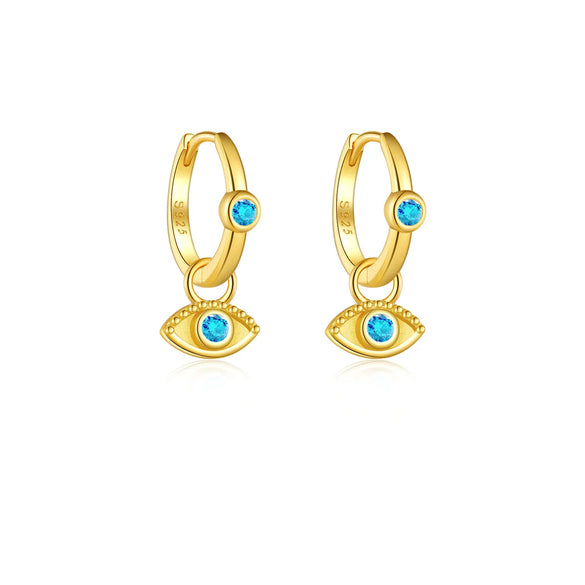 1 Pair IG Style Classic Style Devil'S Eye Plating Sterling Silver 18K Gold Plated Drop Earrings