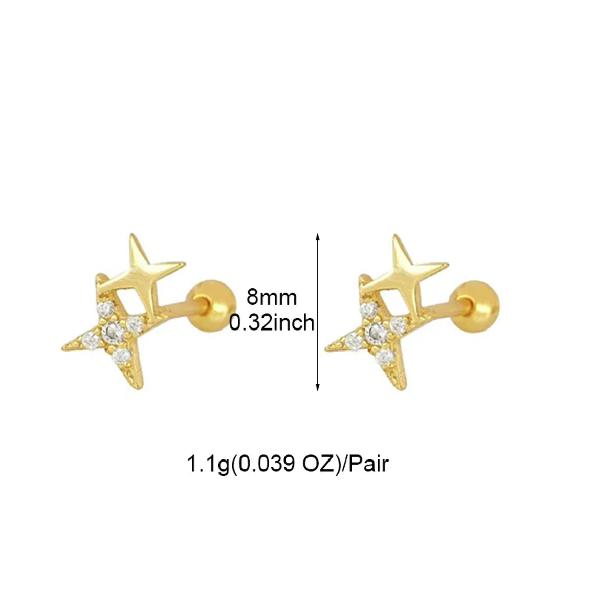 1 Pair Ig Style Classic Style Korean Style Flower Snake Butterfly Plating Inlay Copper Zircon White Gold Plated Gold Plated Ear Studs