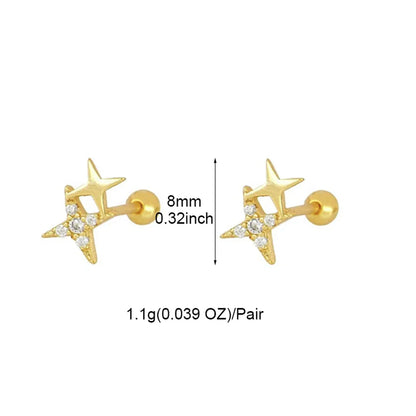 1 Pair Ig Style Classic Style Korean Style Flower Snake Butterfly Plating Inlay Copper Zircon White Gold Plated Gold Plated Ear Studs