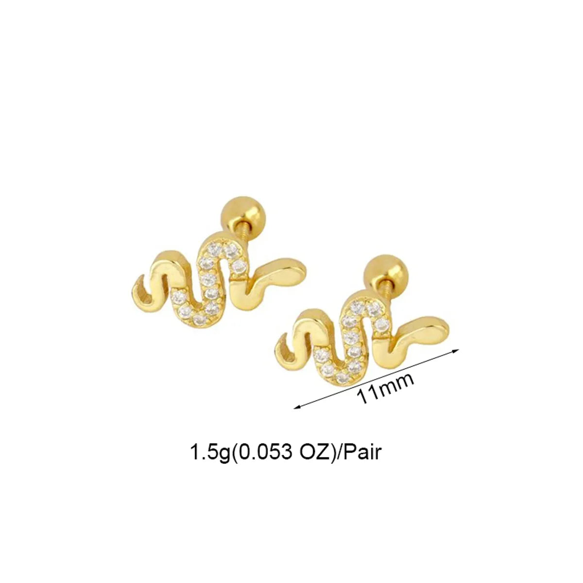 1 Pair Ig Style Classic Style Korean Style Flower Snake Butterfly Plating Inlay Copper Zircon White Gold Plated Gold Plated Ear Studs