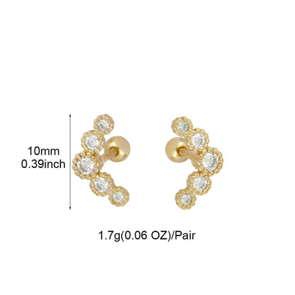 1 Pair Ig Style Classic Style Korean Style Flower Snake Butterfly Plating Inlay Copper Zircon White Gold Plated Gold Plated Ear Studs