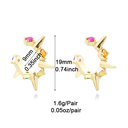 1 Pair Ig Style Classic Style Korean Style Round Heart Shape Plating Inlay Copper Zircon White Gold Plated Gold Plated Ear Studs