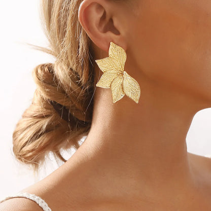 1 Pair IG Style Classic Style Leaves Iron Ear Studs