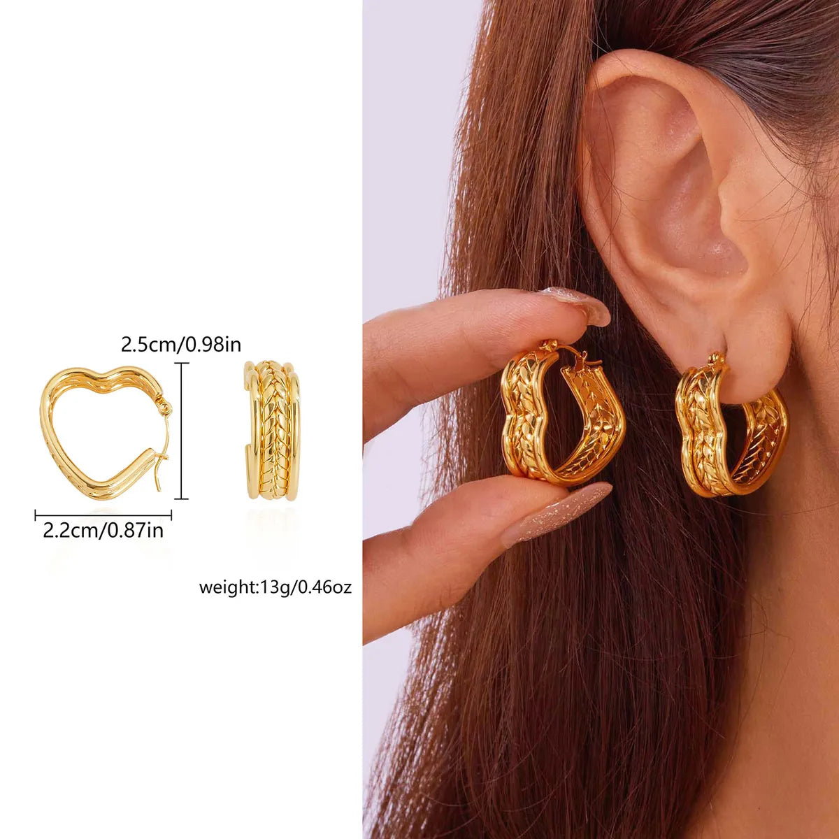 1 Pair IG Style Classic Style U Shape Irregular Heart Shape Irregular 201 Stainless Steel Earrings