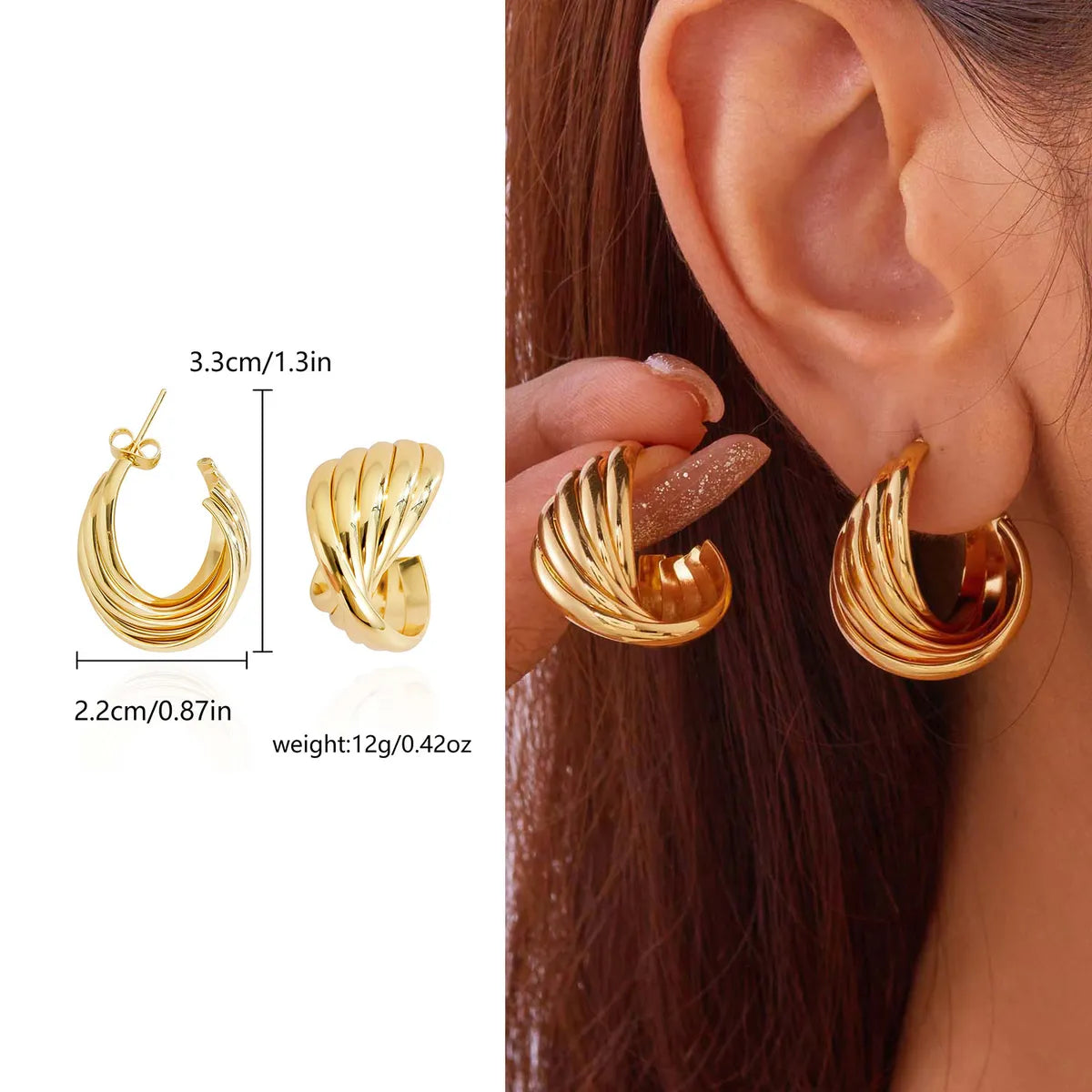 1 Pair IG Style Classic Style U Shape Irregular Heart Shape Irregular 201 Stainless Steel Earrings