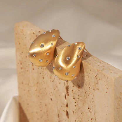 1 Pair Ig Style Classic Style Water Droplets Plating Inlay Copper Artificial Diamond 18k Gold Plated Ear Studs