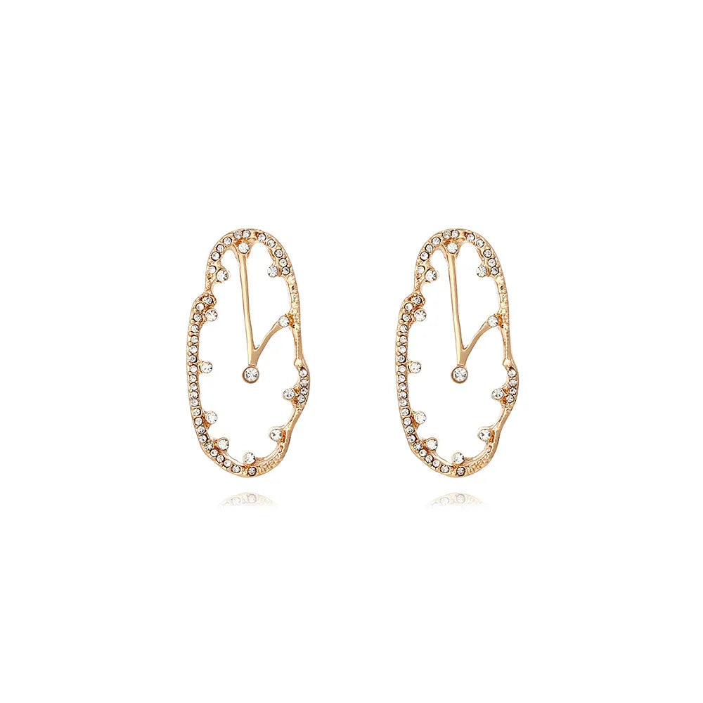 1 Pair IG Style Clock Alloy Rhinestones Ear Studs