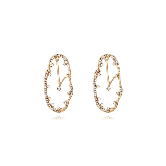 1 Pair IG Style Clock Alloy Rhinestones Ear Studs