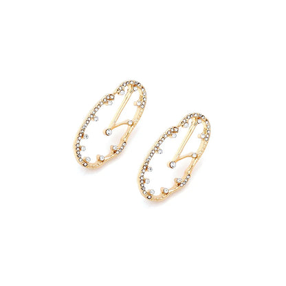 1 Pair IG Style Clock Alloy Rhinestones Ear Studs