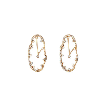 1 Pair IG Style Clock Alloy Rhinestones Ear Studs