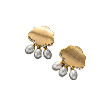 1 Pair Ig Style Clouds Copper Artificial Pearls Zircon Drop Earrings