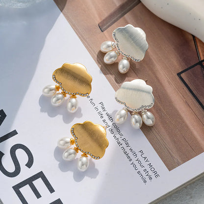 1 Pair Ig Style Clouds Copper Artificial Pearls Zircon Drop Earrings