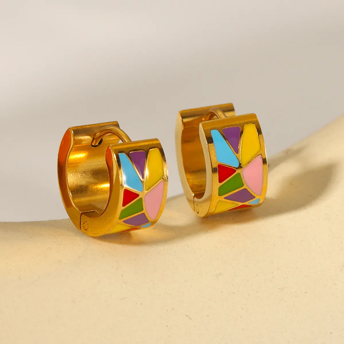 1 Pair Ig Style Color Block Epoxy Plating Stainless Steel 18k Gold Plated Earrings