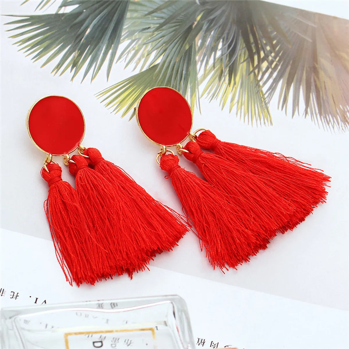 1 Pair Ig Style Color Block Spray Paint Plating Inlay Alloy Gold Plated Drop Earrings