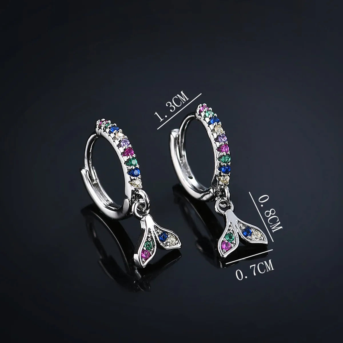 1 Pair Ig Style Commute Fish Tail Plating Inlay Copper Zircon Gold Plated Silver Plated Drop Earrings