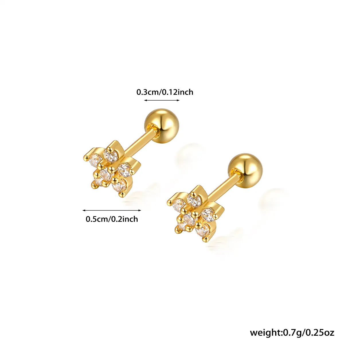 1 Pair Ig Style Commute Shiny Flower Plating Inlay Sterling Silver Zircon 18k Gold Plated White Gold Plated Ear Studs