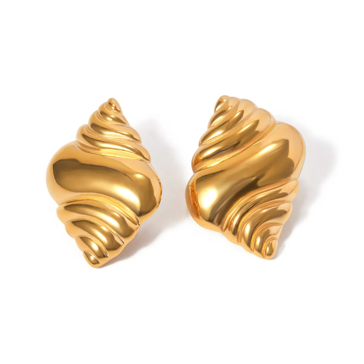 1 Pair IG Style Conch Horns 316 Stainless Steel  18K Gold Plated Ear Studs