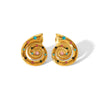 1 Pair IG Style Conch Polishing Plating Inlay 304 Stainless Steel Rhinestones 18K Gold Plated Ear Studs