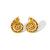 1 Pair IG Style Conch Polishing Plating Inlay 304 Stainless Steel Rhinestones 18K Gold Plated Ear Studs